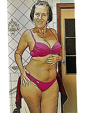 Kinky older grandma takes off hot dress